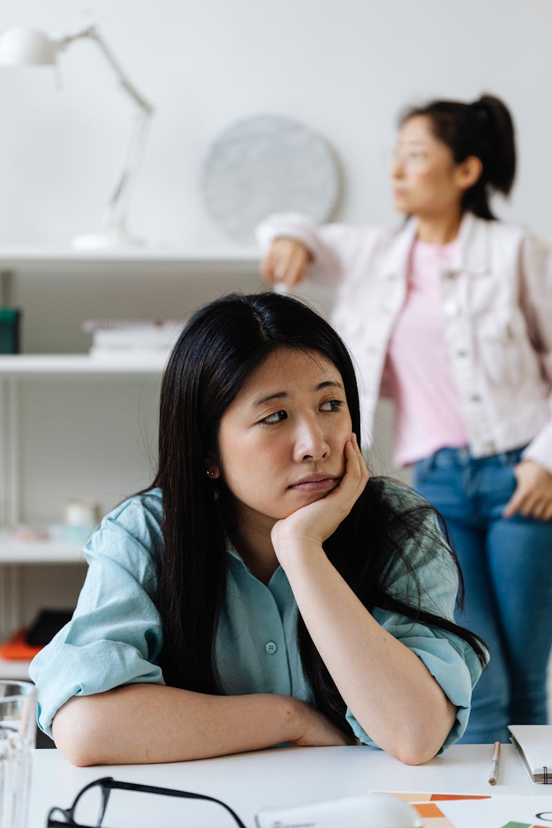 Woman looking bored and disengaged